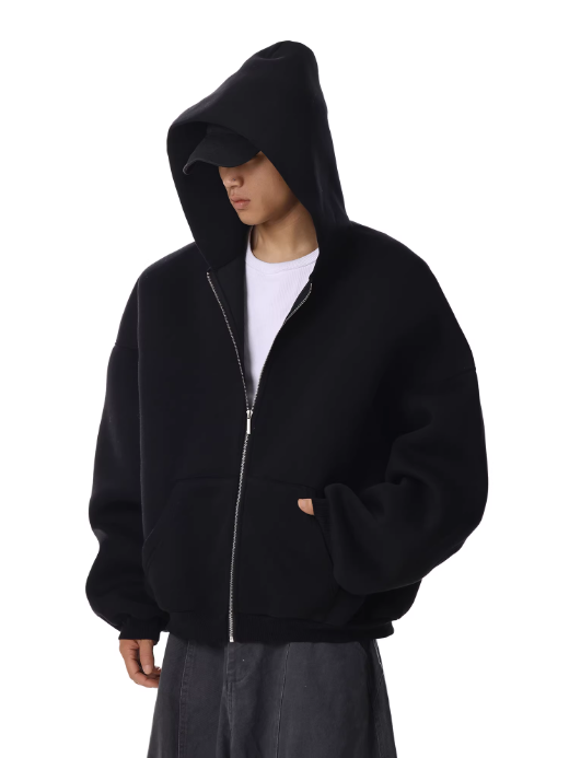"MIDNIGHT BLACK" ZIP UP HOODIE