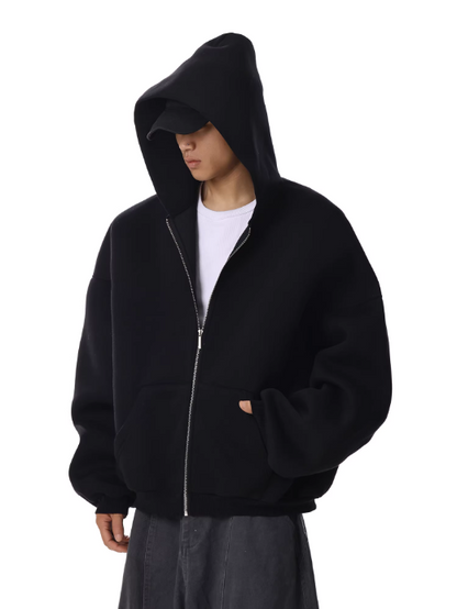 "MIDNIGHT BLACK" ZIP UP HOODIE