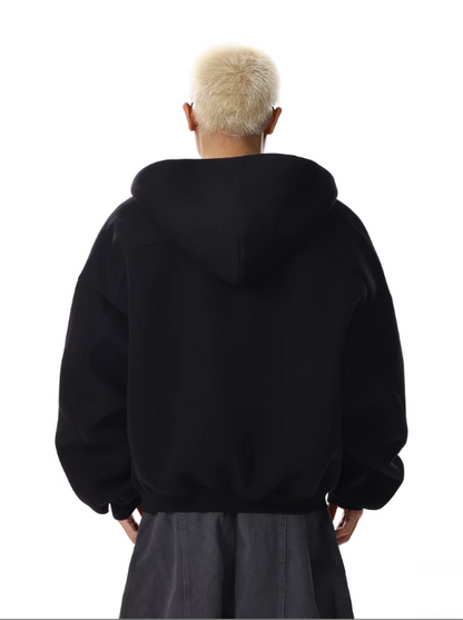 "MIDNIGHT BLACK" ZIP UP HOODIE